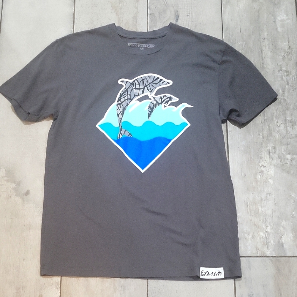 Pink Dolphin Gray and Blue Short Sleeve Tee Size Medium #3